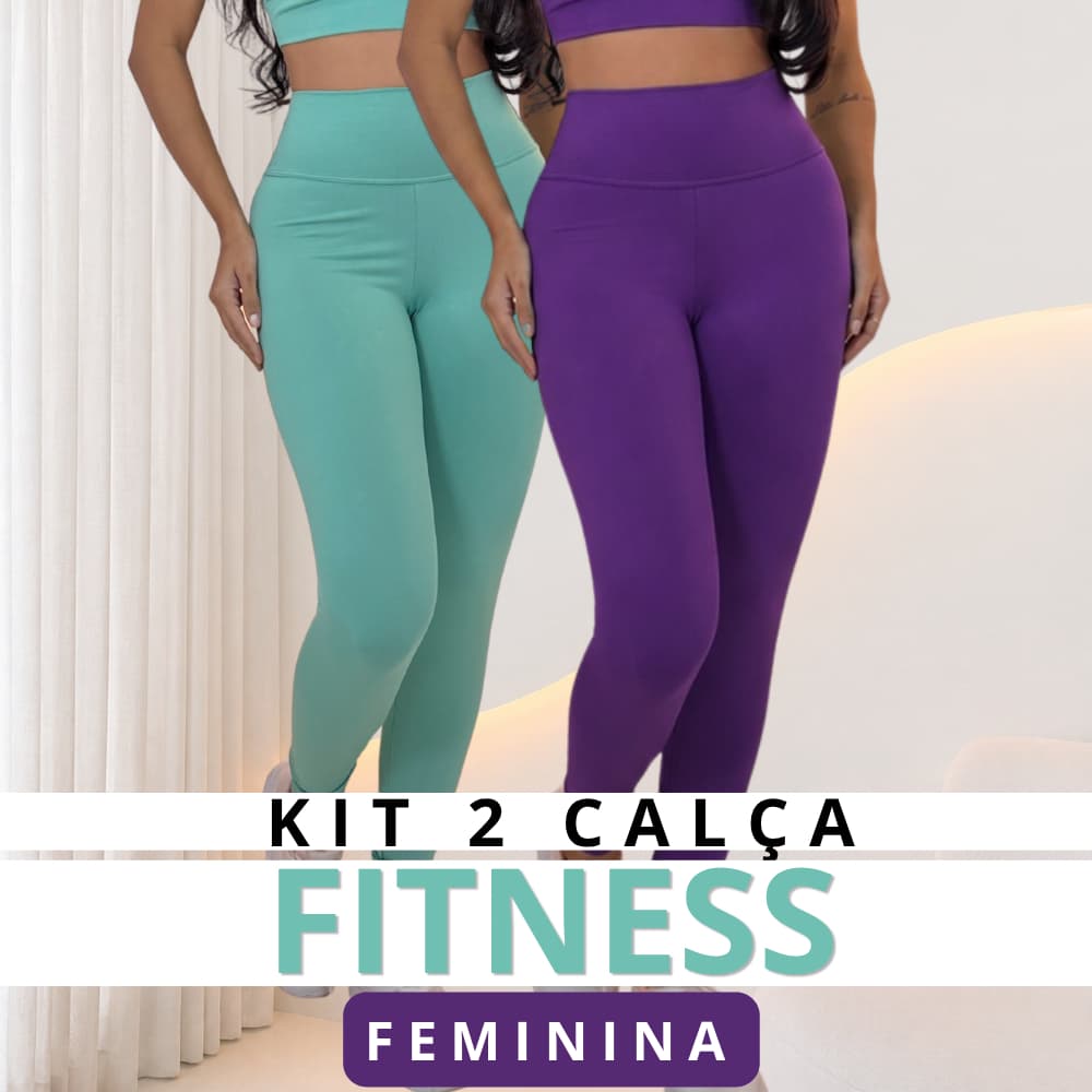 Kit 2 Calças Leg Feminina Lisa Anti Tranparência Cintura Alta Suplex Dia a Dia Fitness Esportiva Academia