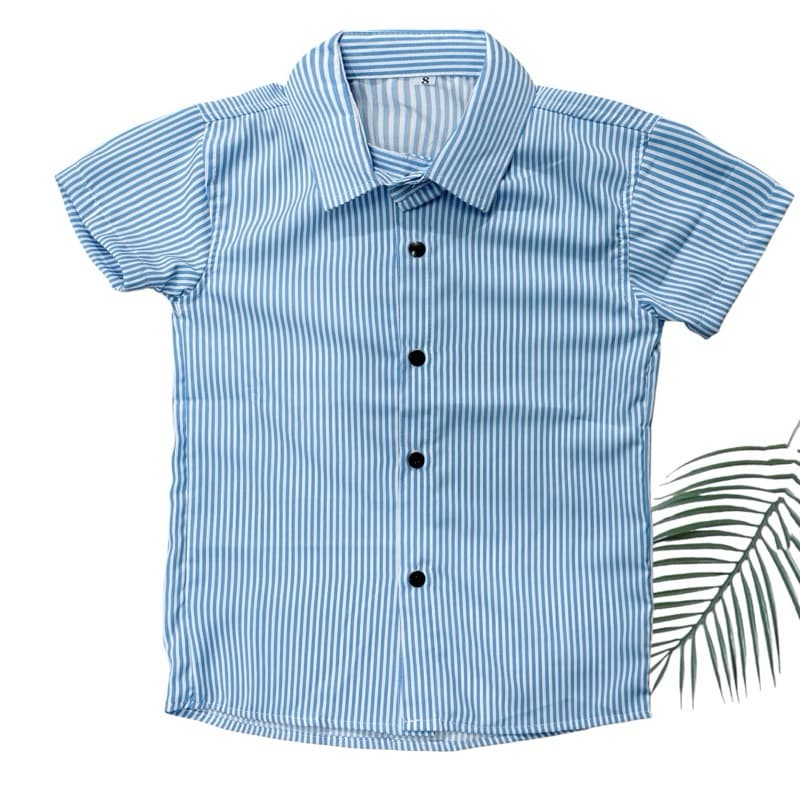 Camisa social Infantil Masculino Listra azul Verão 02 ao 14 anos