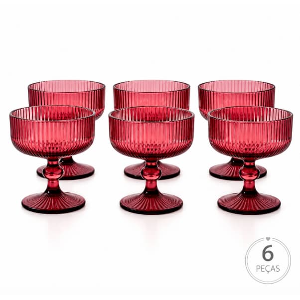 Jogo de 6 Taças de Vidro 320ml - Design Exclusivo e Vidro Transparente