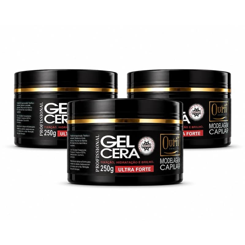 Kit com 3 unidades do Gel Cera Modeladora Ultra Forte 250g