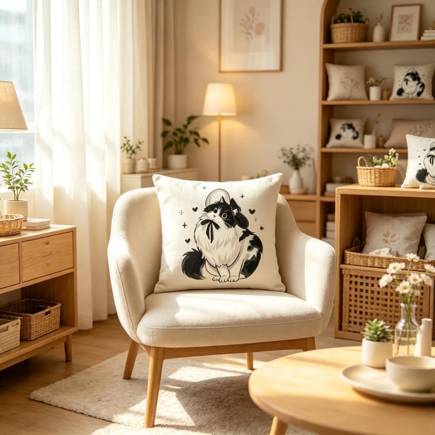 Almofada Decorativa Fofa Estampa Gato Cachorro, Diversos Modelos, Almofada para Sofá Quarto Decoração Interna