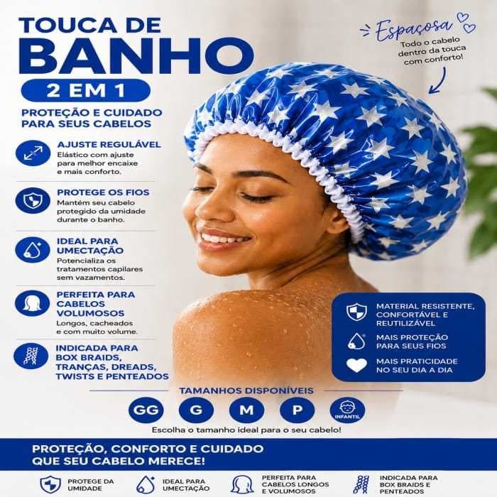 Touca De Banho De Cetim 2 Em 1
