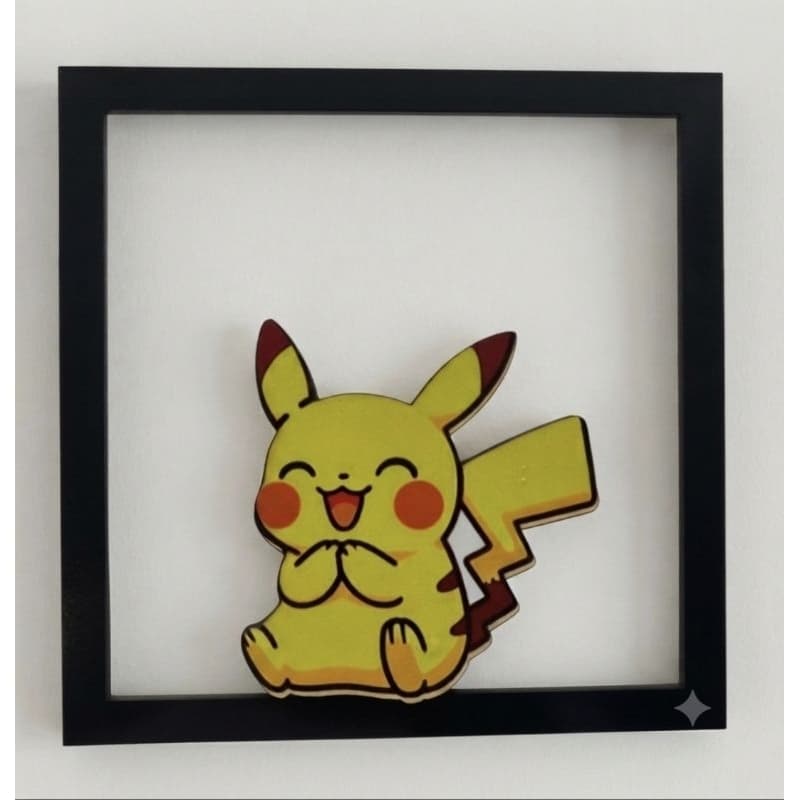 Quadro Decorativo Pikachu Pokémon com Moldura Preta para Quarto Geek
