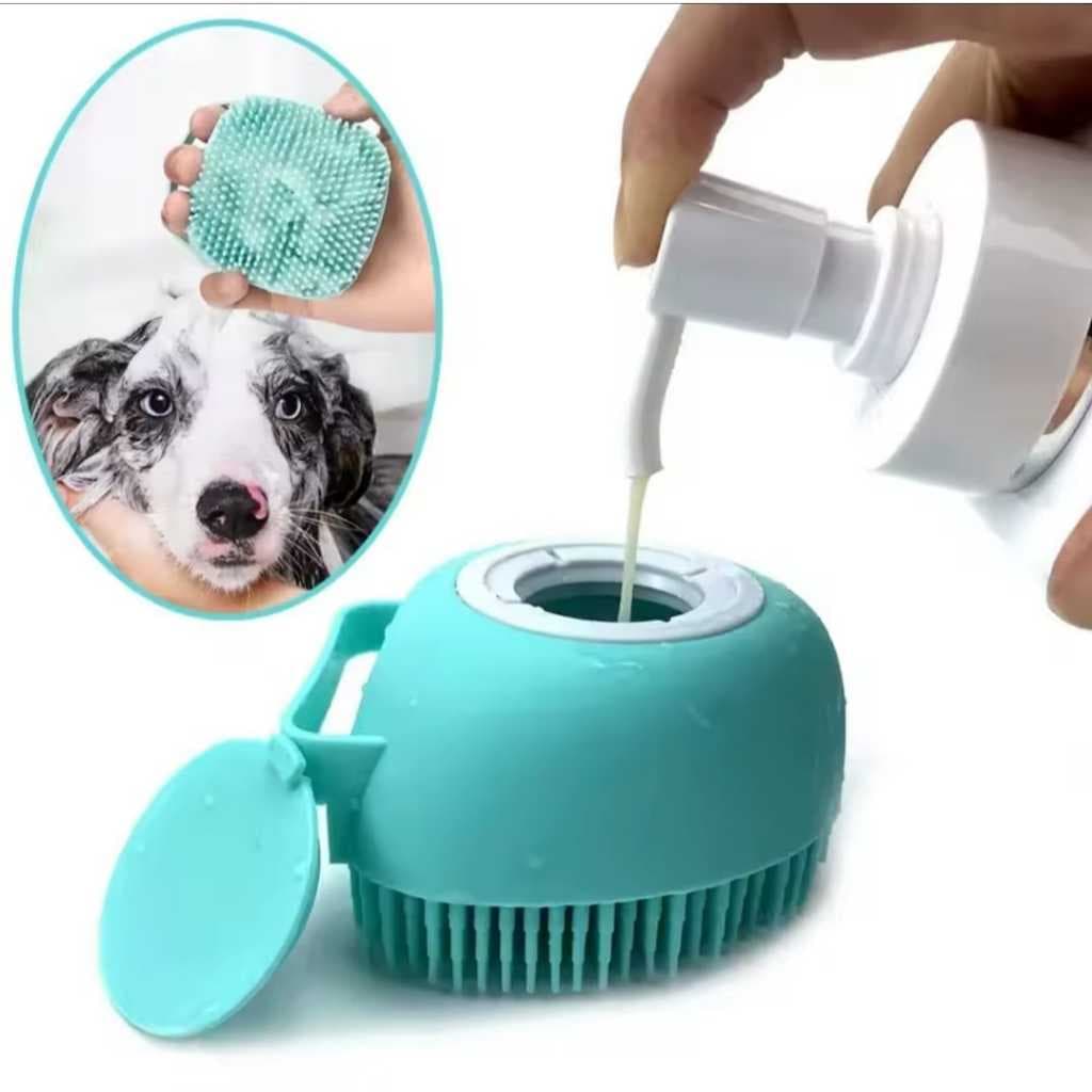 Lava Pelo de Pet Escova de Banho Cachorro Gato Com Dispenser Para Shampoo