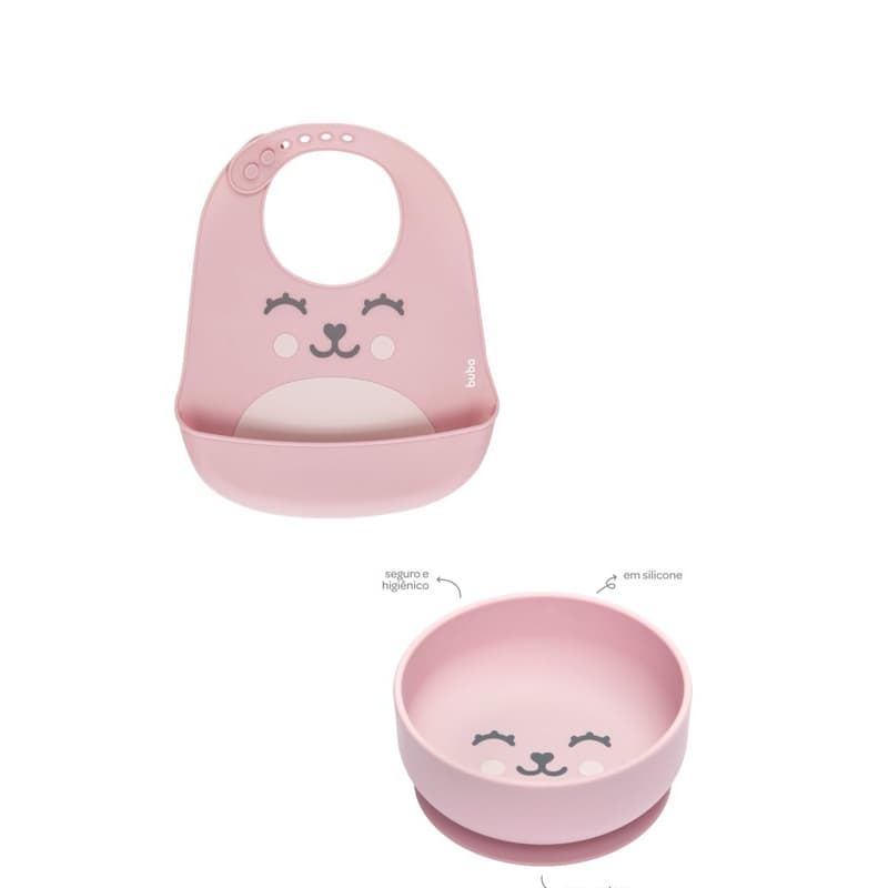 Kit Babador Pega Migalha Em Silicone e Bowl Em Silicone Com Ventosa- Buba