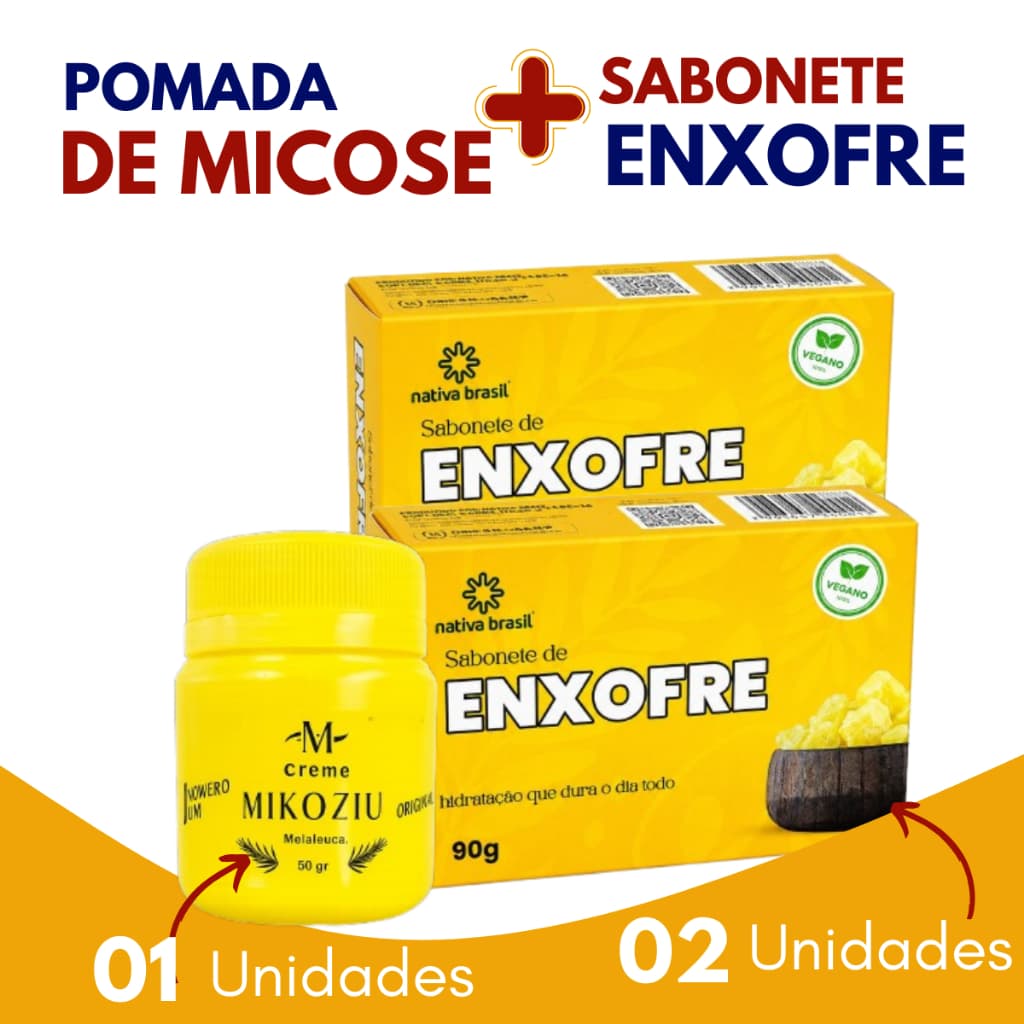 Creme P Micoses Pano Branco, Coceiras + 2 Sabonetes Enxofre