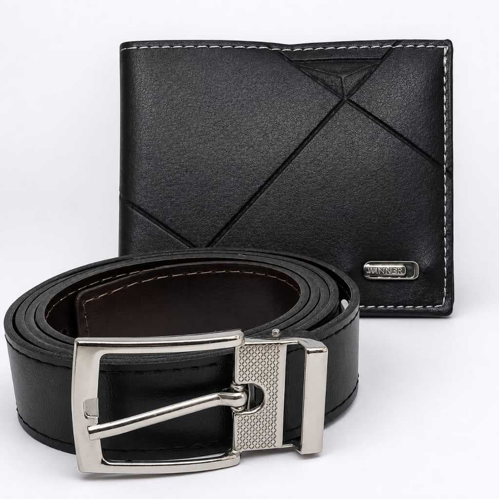 Kit Carteira Masculina + Cinto Masculino Couro Elegante Presente Executivo Premium