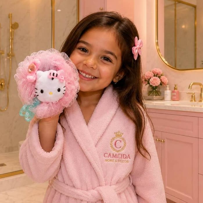 Esponja Rosa  Luxo Fofa Para banho /Limpeza Facial Macia com Boneca Hello Kitty