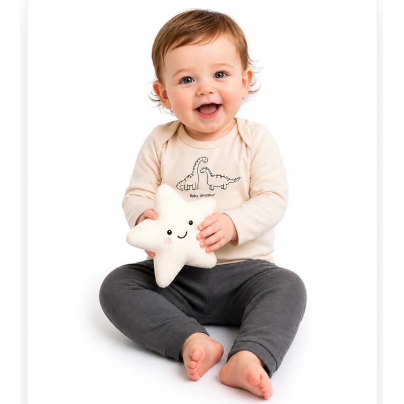 Conjunto Body Bebê Menino Manha Longa e Calça Mijão de Algodão.