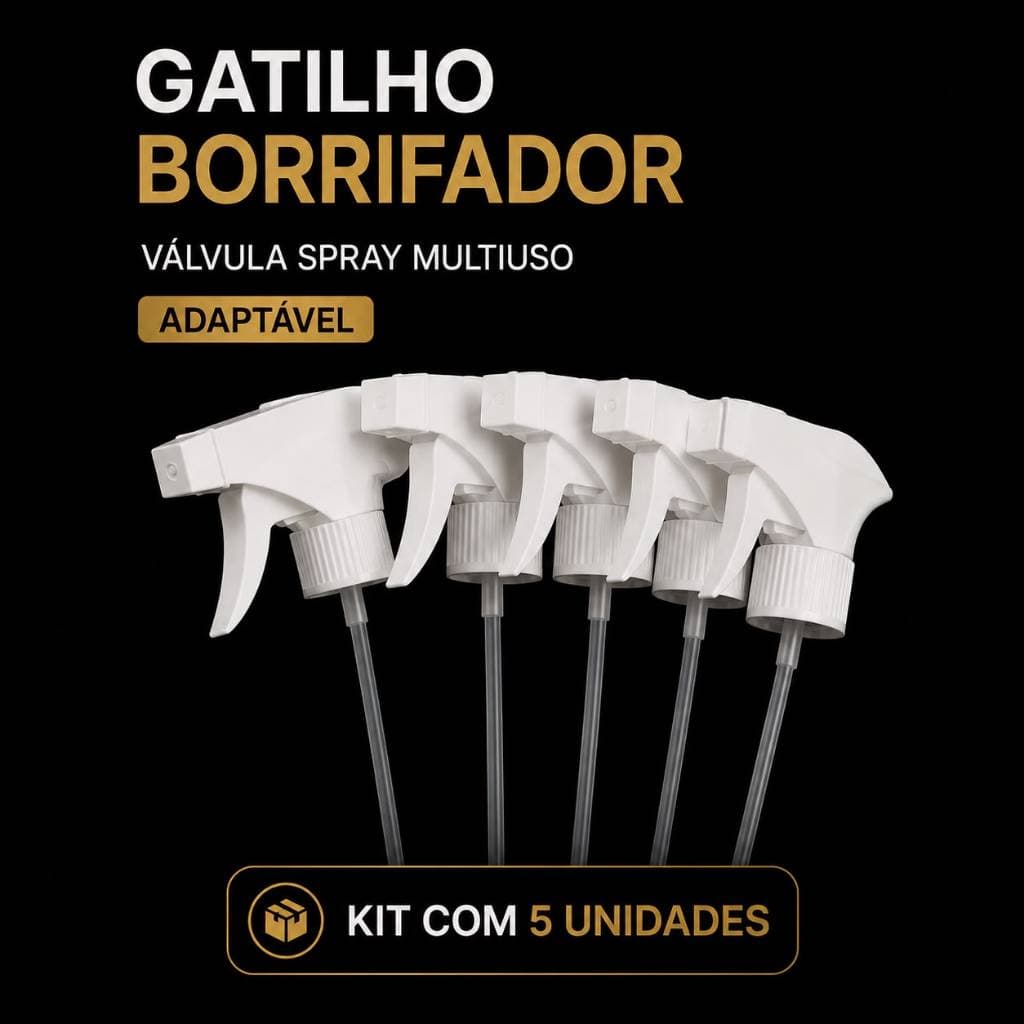 Kit 5 Gatilho Borrifador Valvula Spray Multiuso Adaptável Garrafa Pet Limpeza Jardim Aromatizador
