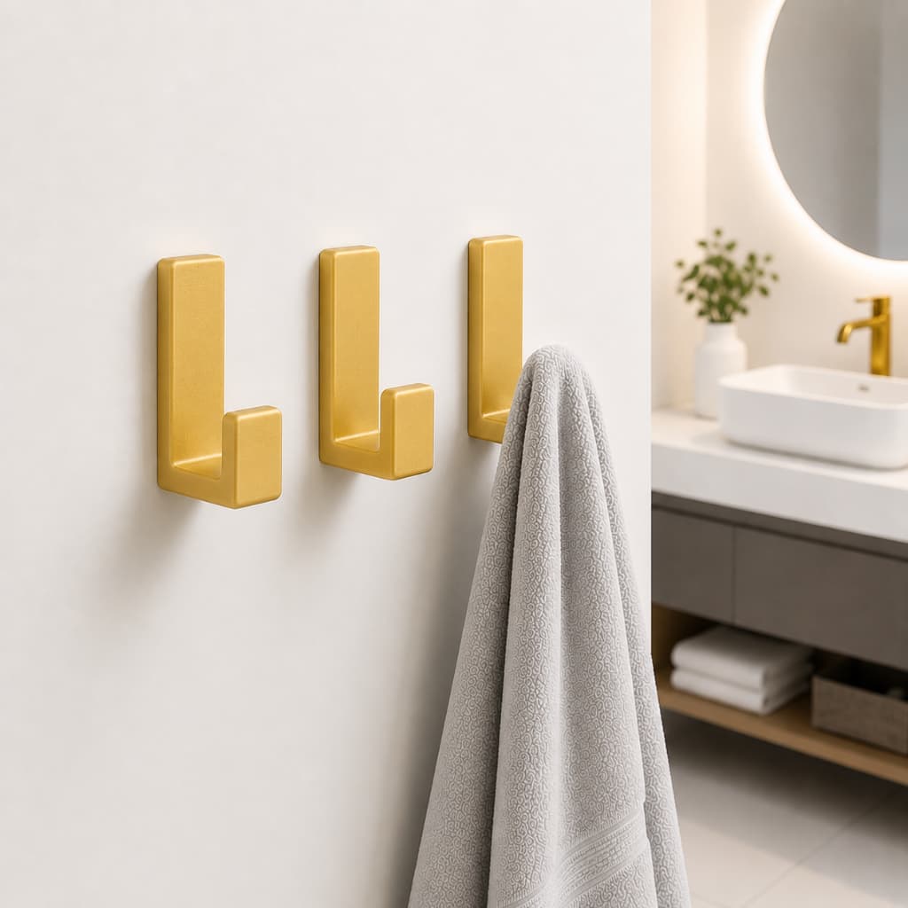 Kit Cabide Gancho de Parede Adesivo com Fita Dupla Face 3M para Toalhas Banheiro Dourado e Cores