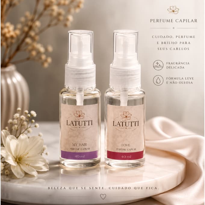 Perfume Capilar LATUTTI | Cabelos Cheirosos o Dia Todo | Fragrância Premium de Longa Duração