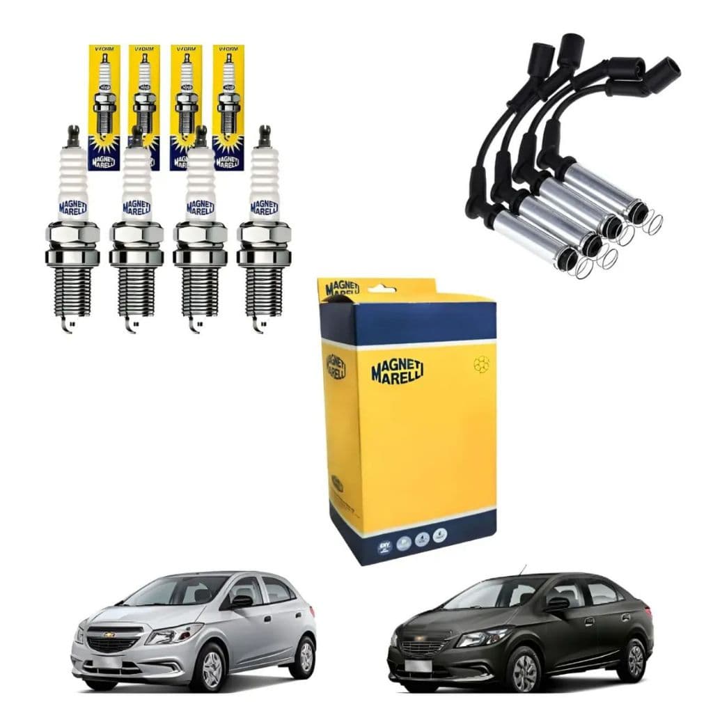 Kit Cabo de Vela + Jogo Velas Magneti Marelli Onix Prisma 1.0 1.4 8V SPE 2012 Em Diante Original