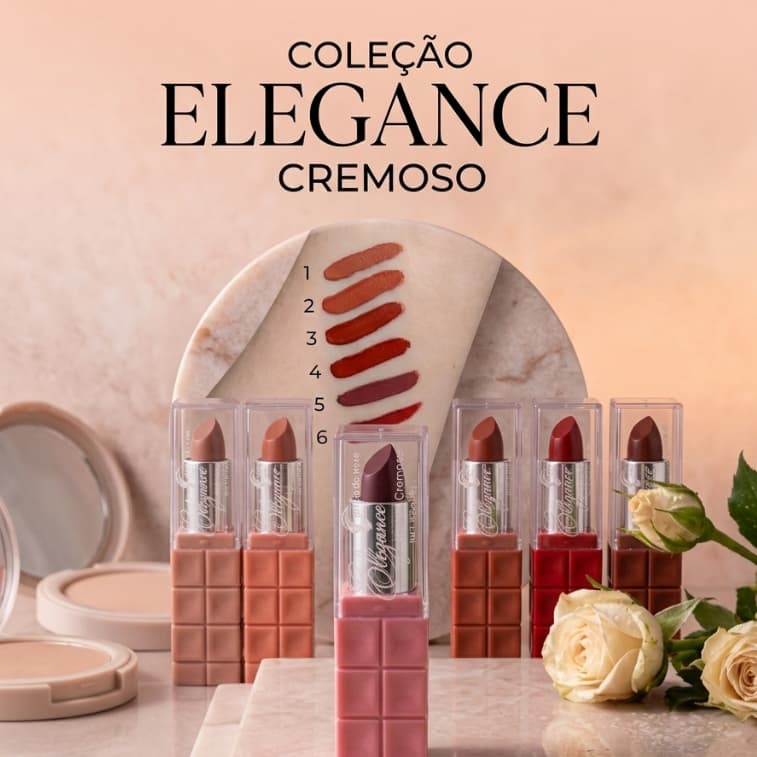 💄✨ Batom Cremoso Elegance Beijo de Neve – Lábios Hidratados e Cores Marcantes