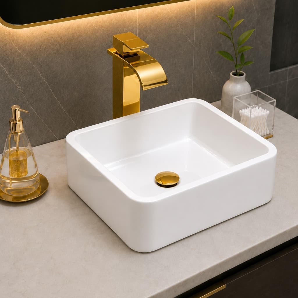 Cuba De Apoio Sobrepor Banheiro Retangular 30cm Para Banheiro Lavabo Armário Gabinete Suspenso