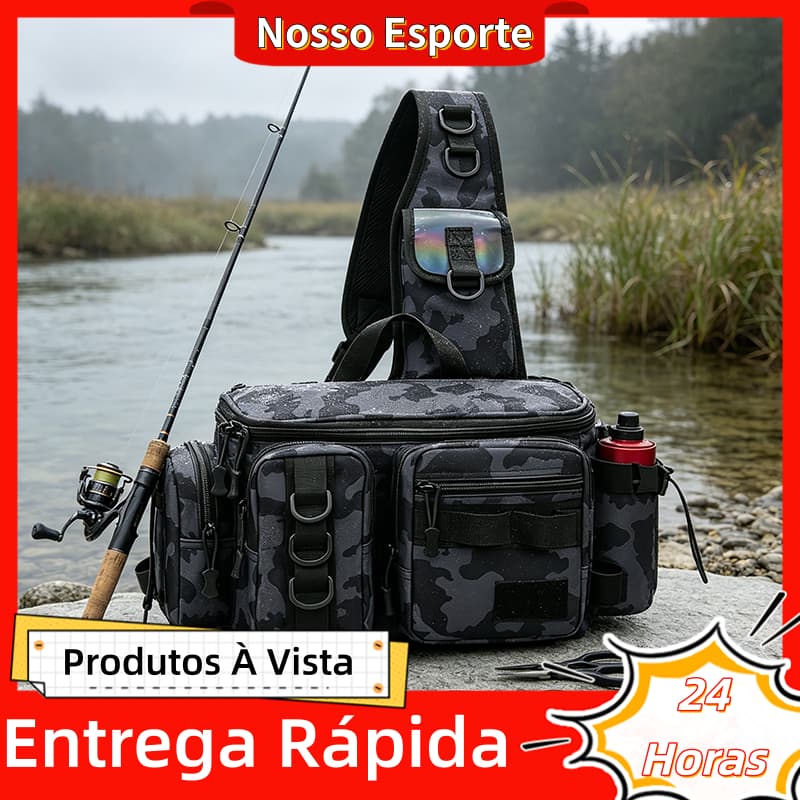 Bolsa de Pesca Impermeável com Organização Eficiente e Versatilidade de Transporte