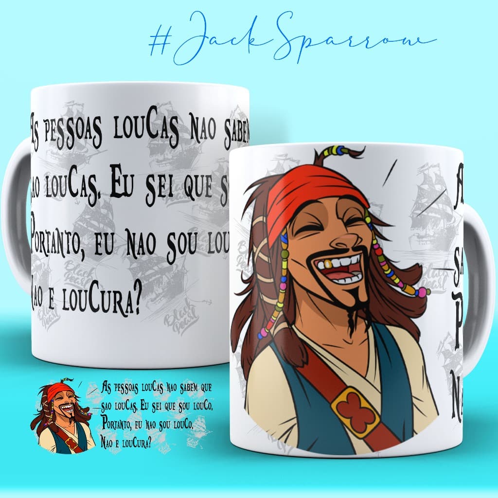Caneca Jack Sparrow 325ml | Pirata Divertido | Cerâmica Personalizada | Presente para Fãs de Aventura e Filmes