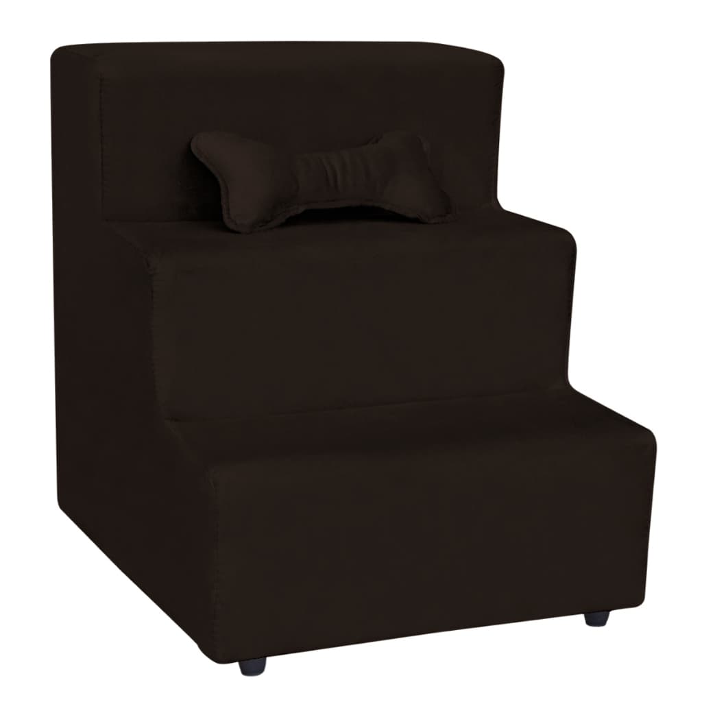 Escada Rampa Pet 3 Degraus Para Cachorro e Gato Pequeno Médio Tecido Suede Kit Osso Travesseiro  Bolinha