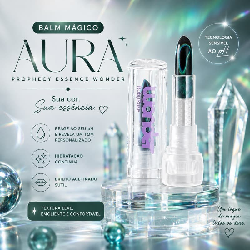 Balm Mágico Aura Prophecy Essence Wonder Ruby Rose Hidratante Labial pH
