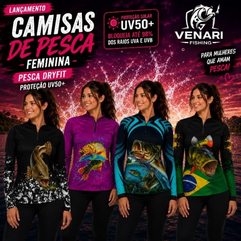 Camisa Feminina Pesca Peixe Dourado Camiseta Proteção Uv50 Pescaria Manga longa pesca Blusa Pesca Feminina com nome