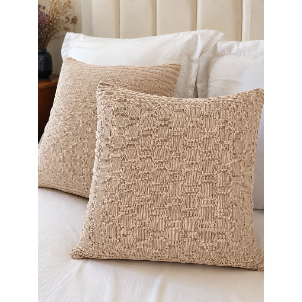 Kit 2 Capas de Almofada em Tricot Decoração Sofá Cama com Textura em Relevo Efeito 3D Várias Cores