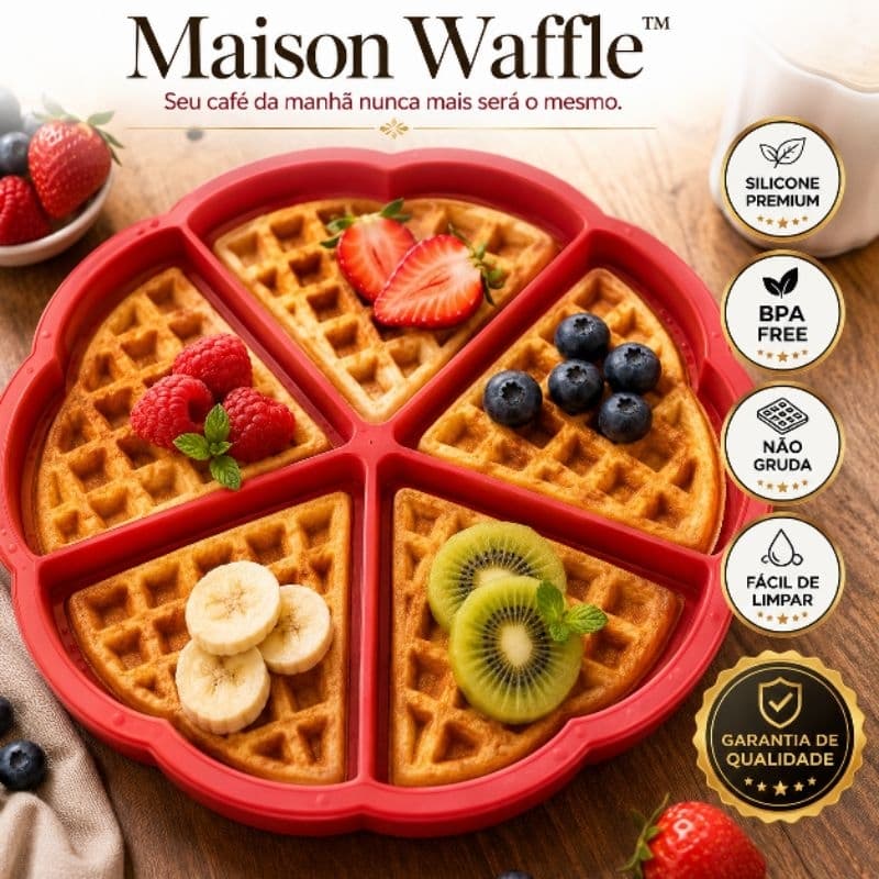 Forma de Silicone Waffle 5 Divisórias Maison Waffle™ Antiaderente Silicone Premium BPA Free