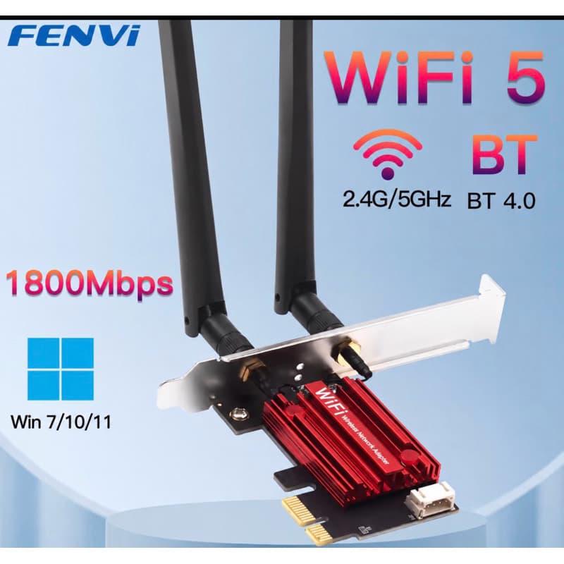 Placa de wifi 5 Intel 1800 Fenvi Bluetooth 4.0 Adaptador de Rede Pcie Dual Band 2.4G 5G / Envio Imediato