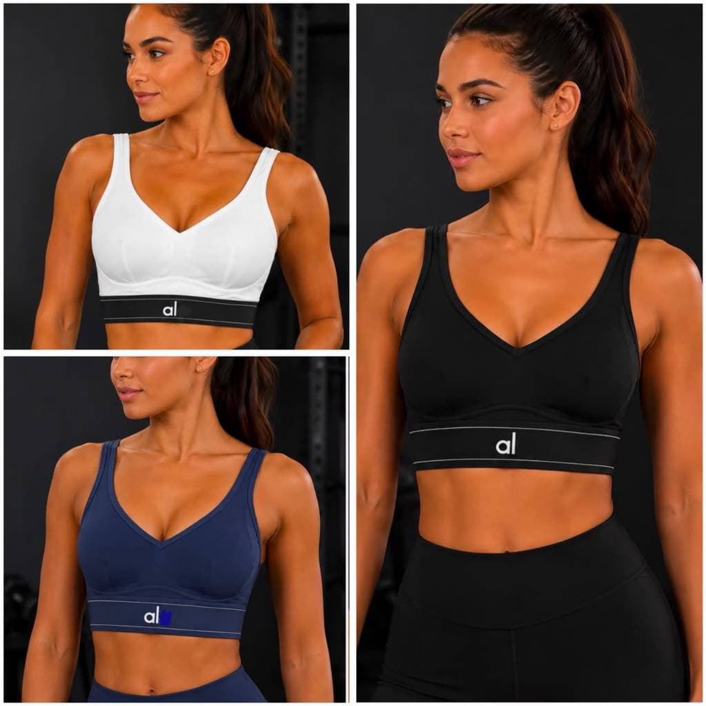 Top Esportivo Feminino Decote V Academia Fitness Treino Cós Elástico Largo Alta Sustentação Com Bojo