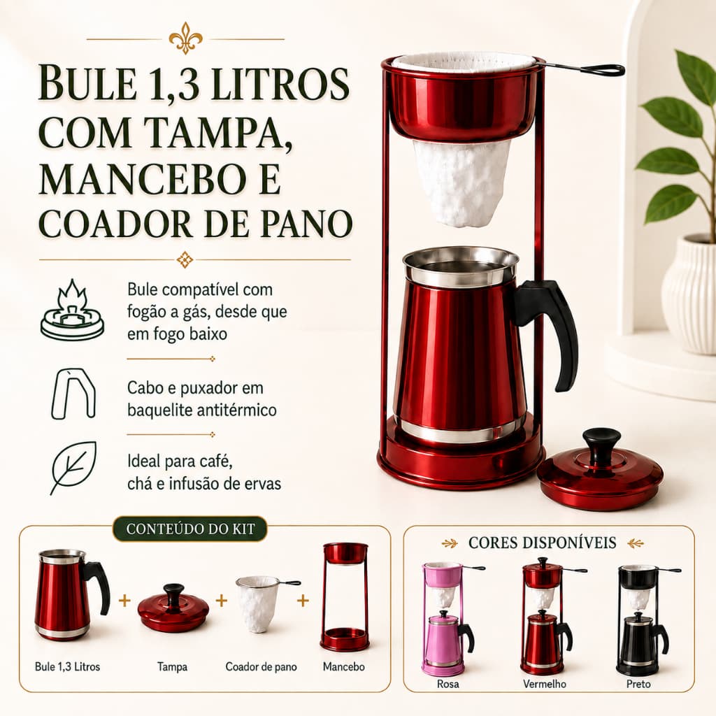 Bule Mancebo Coador De Café Chá Bule Mariquinha Reutilizável Retrô Alumínio Daltro