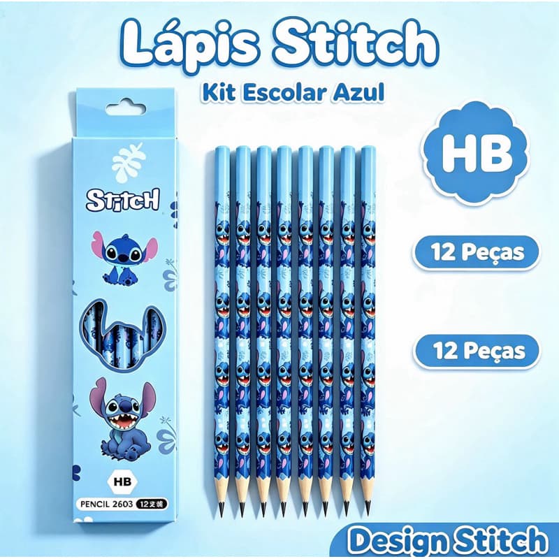 Um conjunto de 12 lápis, um kit de costura e material escolar infantil é uma ótima opção de presente.