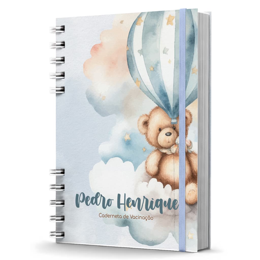 Caderneta de Vacinação Menino Personalizada Ursinho Capa Dura