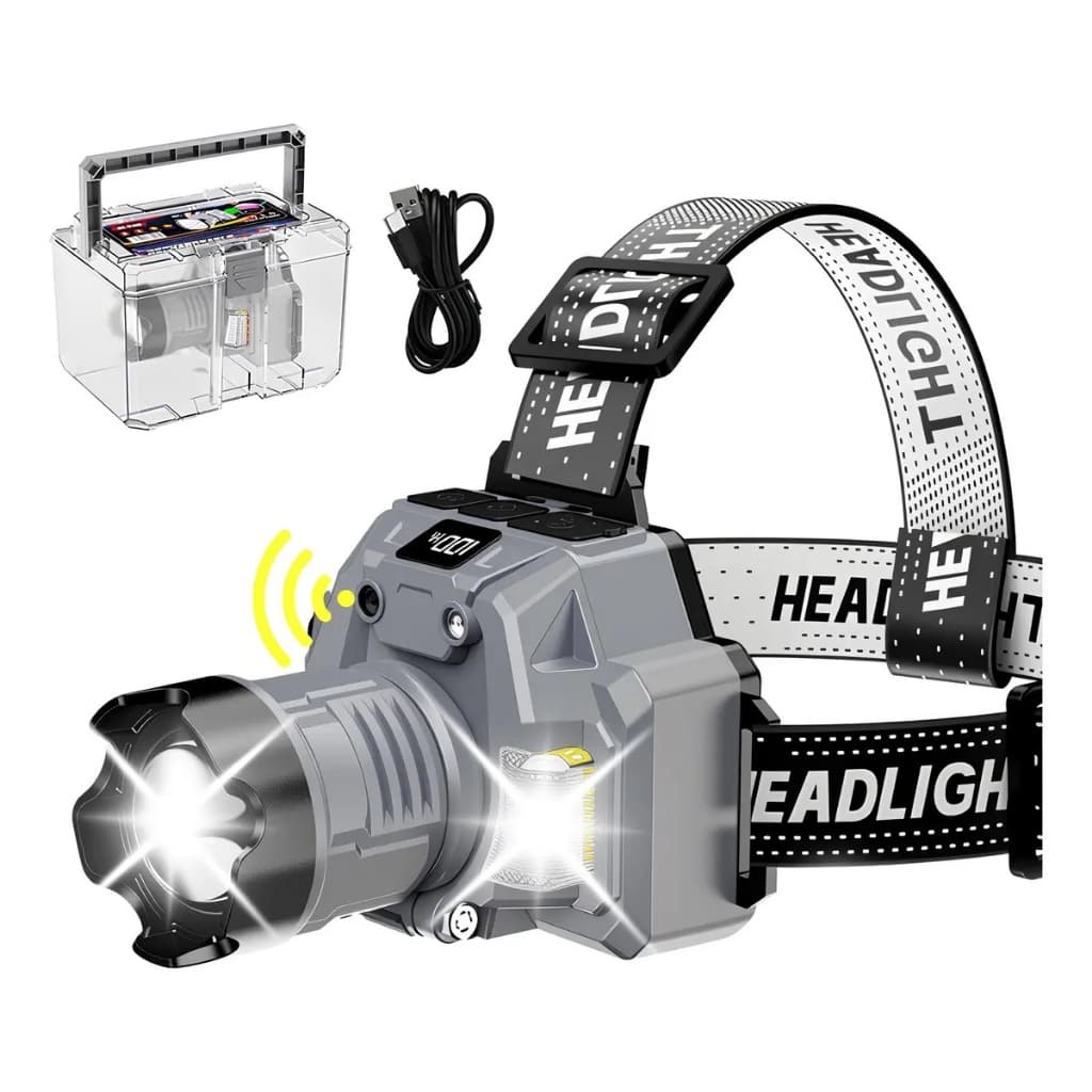 Lanterna De Cabeça Recarregável Profissional Potente À Prova D'água Forte Led Alta Potencia Tática A Bateria Zoom Usb
