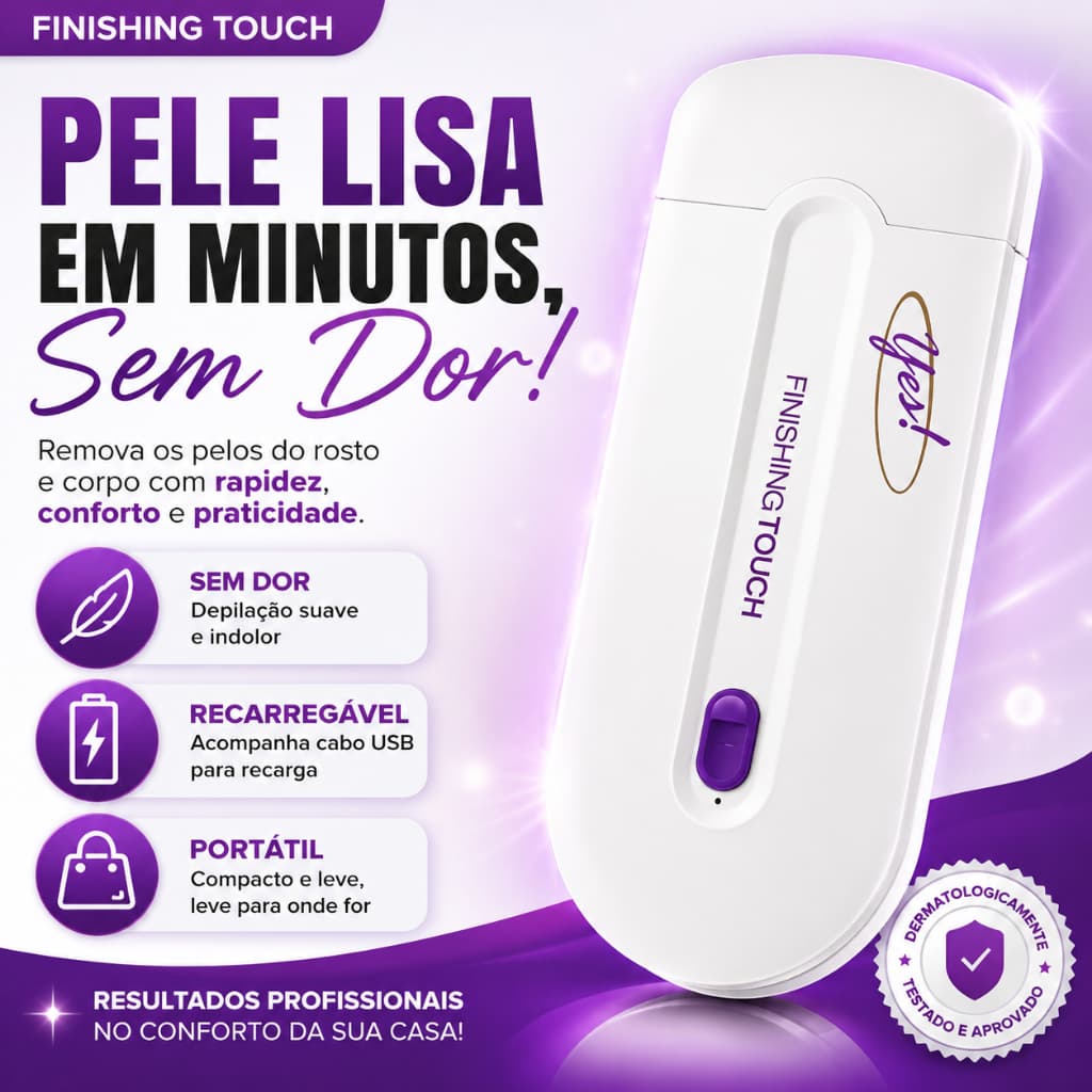 Removedor de Pelos Finishing Touch Recarregável USB Sem Dor Depilador Facial Corporal Kit Completo