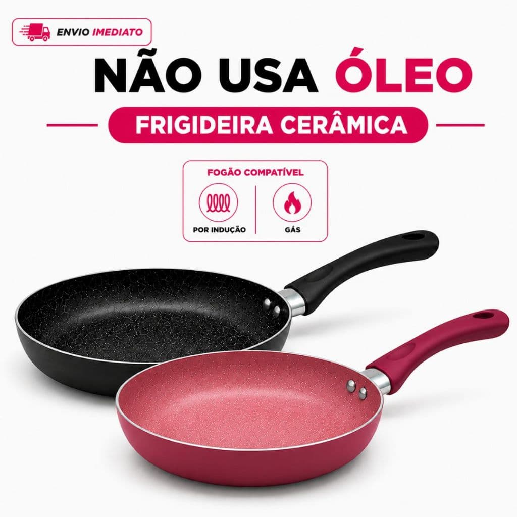 Frigideira Antiaderente Revestimento Cerâmico Não Gruda Com Cabo Térmico Premium Fogão Indução Gás Cooktop Fácil Limpar