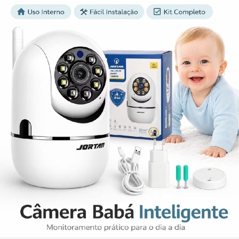 Câmera de Segurança WiFi 360° Full HD 1080p com Áudio, Babá Eletrônica Visão Noturna e Rastreamento Automático