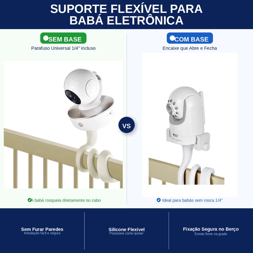 Suporte de Babá Eletrônica Para Berço Universal Ajustável Flexível Monitor Bebê