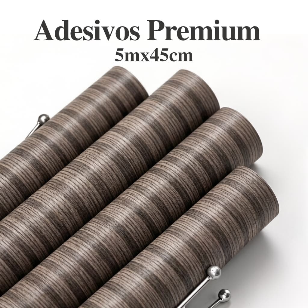 Papel de Parede Adesivo Ripado Madeira Escura 45cm×5m Impermeável Autoadesivo para Sala Quarto Cozinha