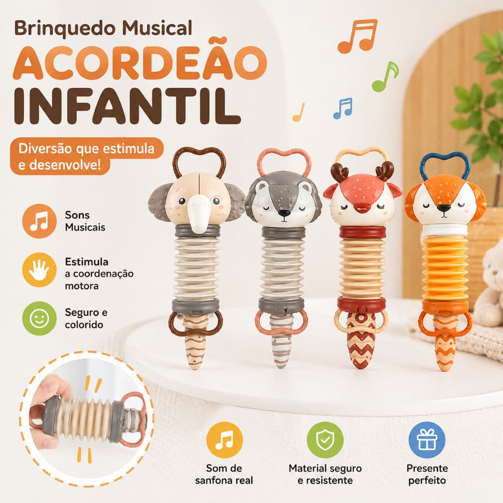 Brinquedo Bebe e Crianças Infantil Musical Acordeão / Sanfona – Instrumento Musical