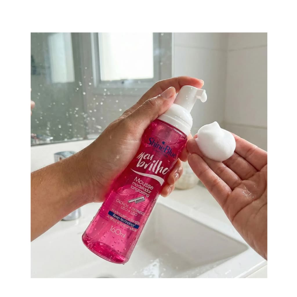 Mousse Finalizador Shine Blue #Eu Brilho Longlasting 160ml