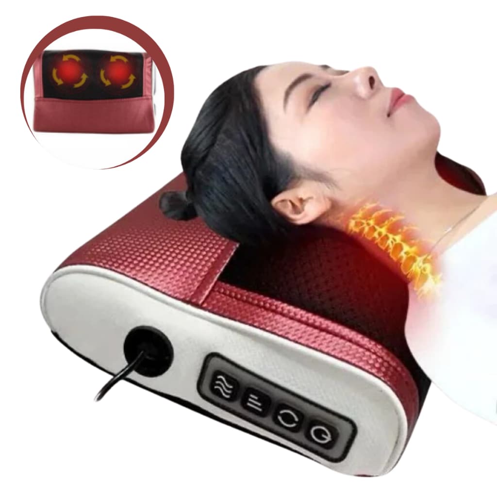 Massageador de Pescoço Elétrico com Aquecimento Massagem Rotativa para Casa e Escritório Ombros Costas