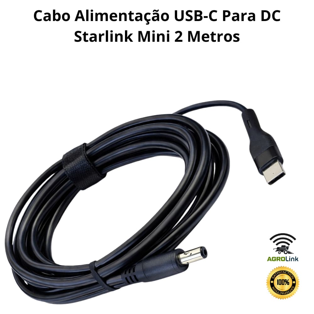 Cabo Alimentação USB-C Para DC Starlink Mini 2 Metros | AgroLink