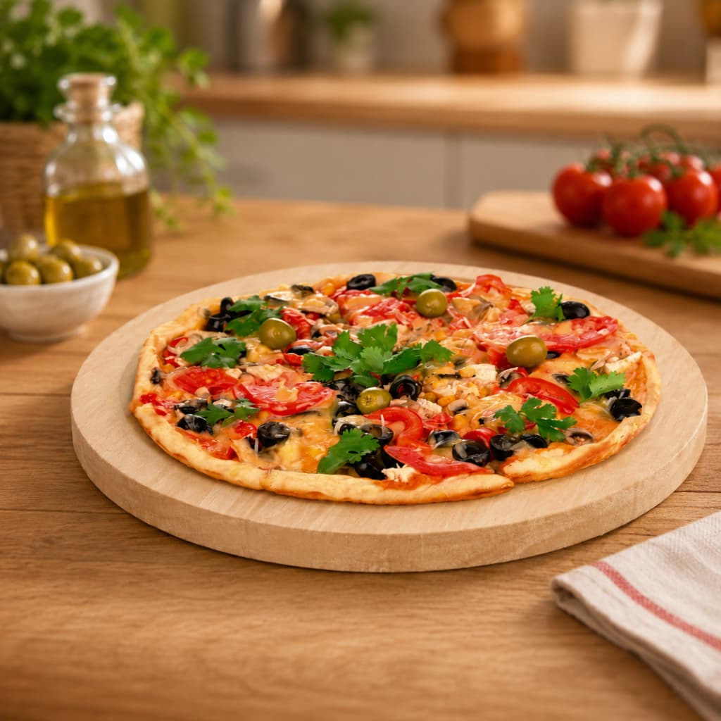 Tábua Redonda para Pizza 35cm Madeira Tábua de Corte Pizzaria Frios Petiscos Cozinha Servir