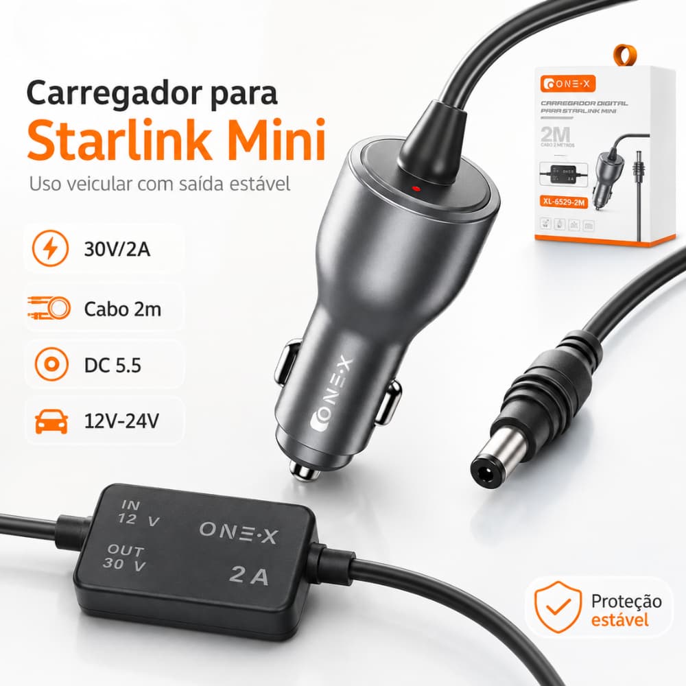 Starlink Mini 12V/24V Charger for 30V 2A DC 5.5V Vehicle Stabilizer 2m/3m Carregador Carro com Estabilizador Adaptador