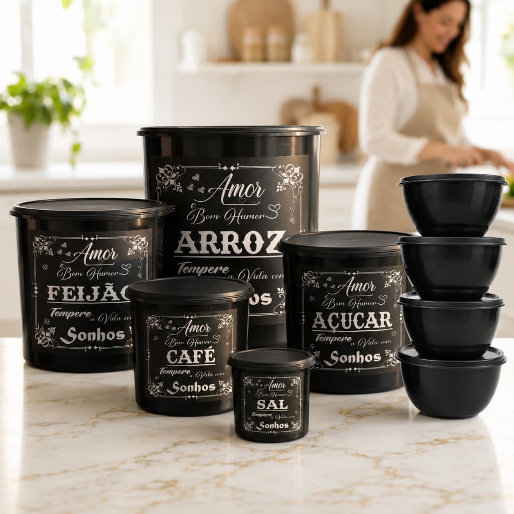Kit Potes BPA Free Coloridos Bowls para Armazenar Mantimentos