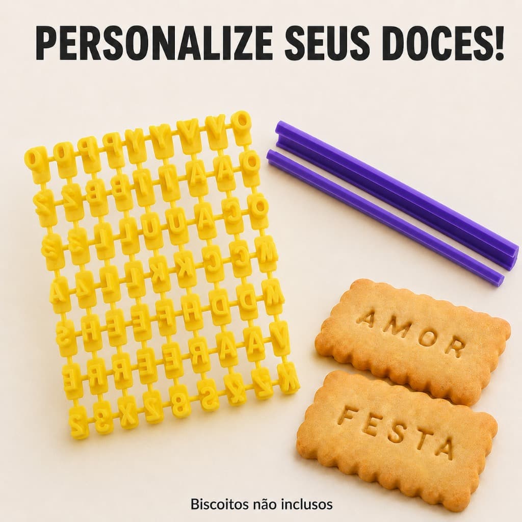 Carimbo Confeiteiro Para Doces Biscoito Bolacha Massinhas Mini Marcador Numero Letra Pasta Americana
