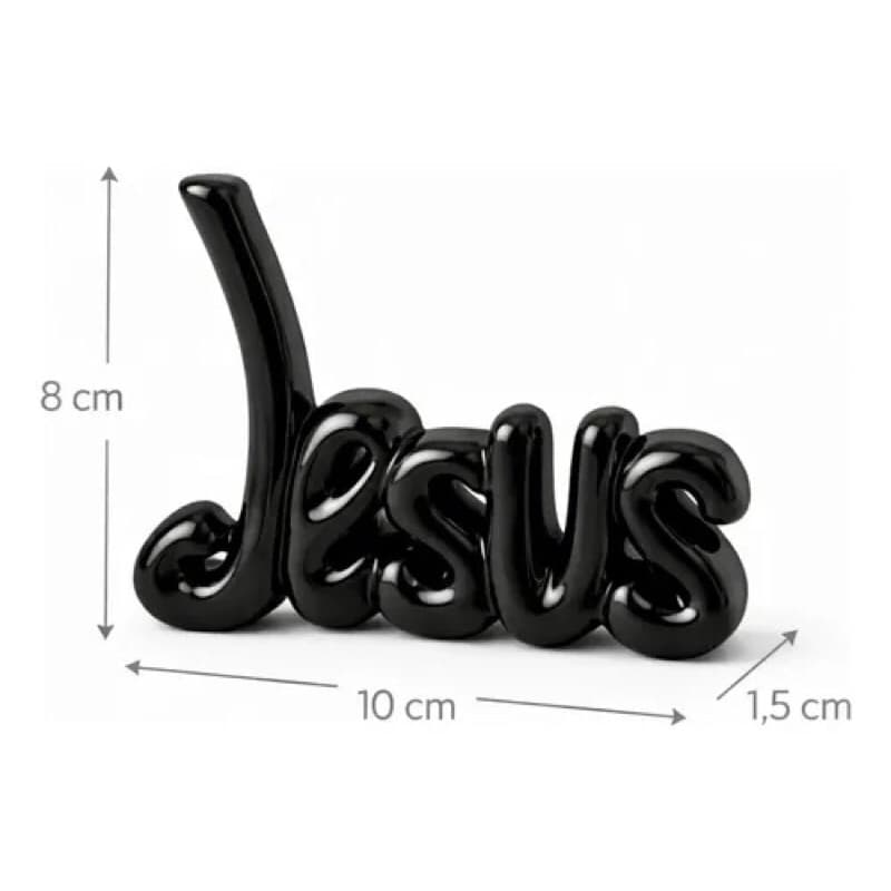Enfeite Decorativo Palavra Jesus Em Cerâmica Mini Letreiro Mesa