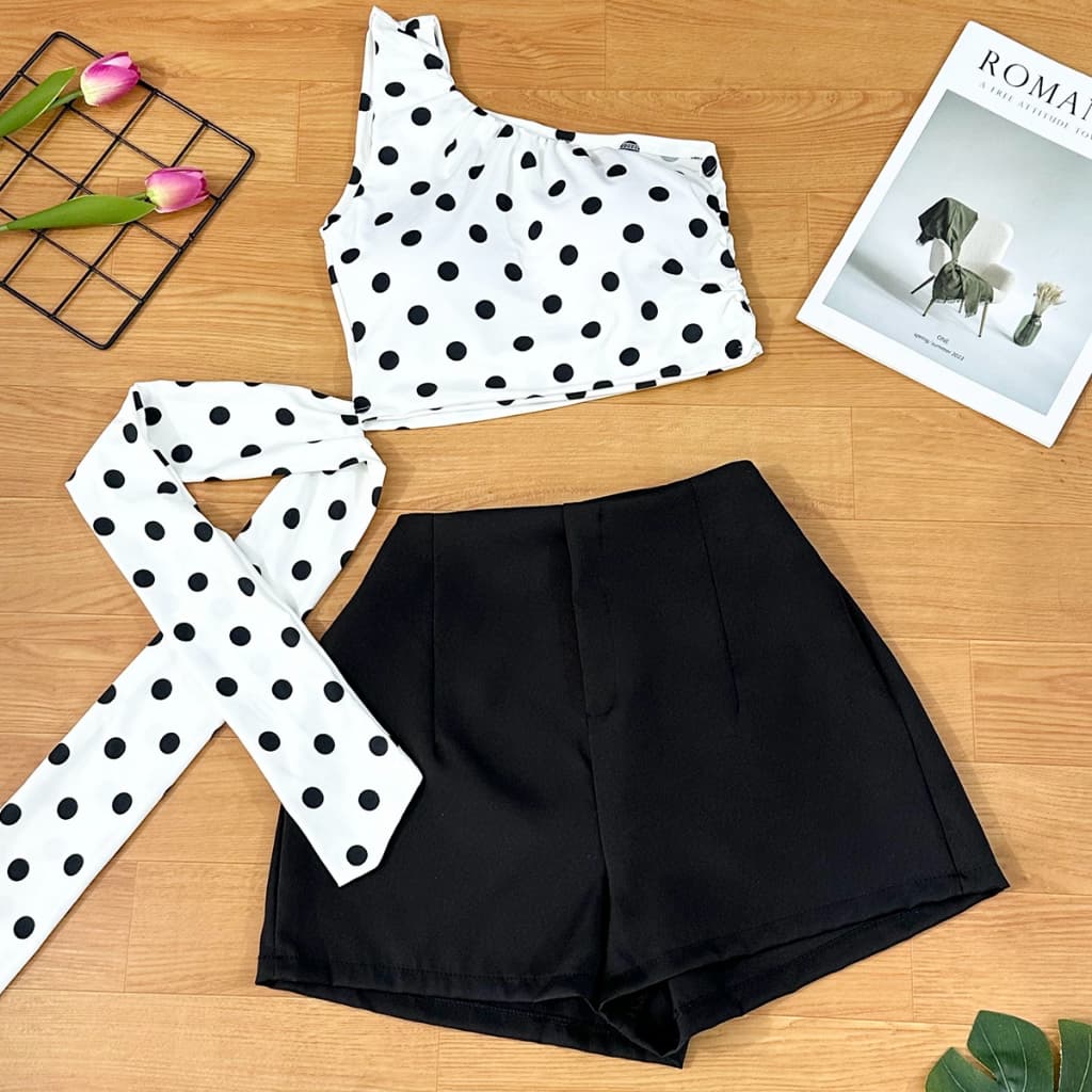 Conjunto Ombro Unico Poá Top + Short