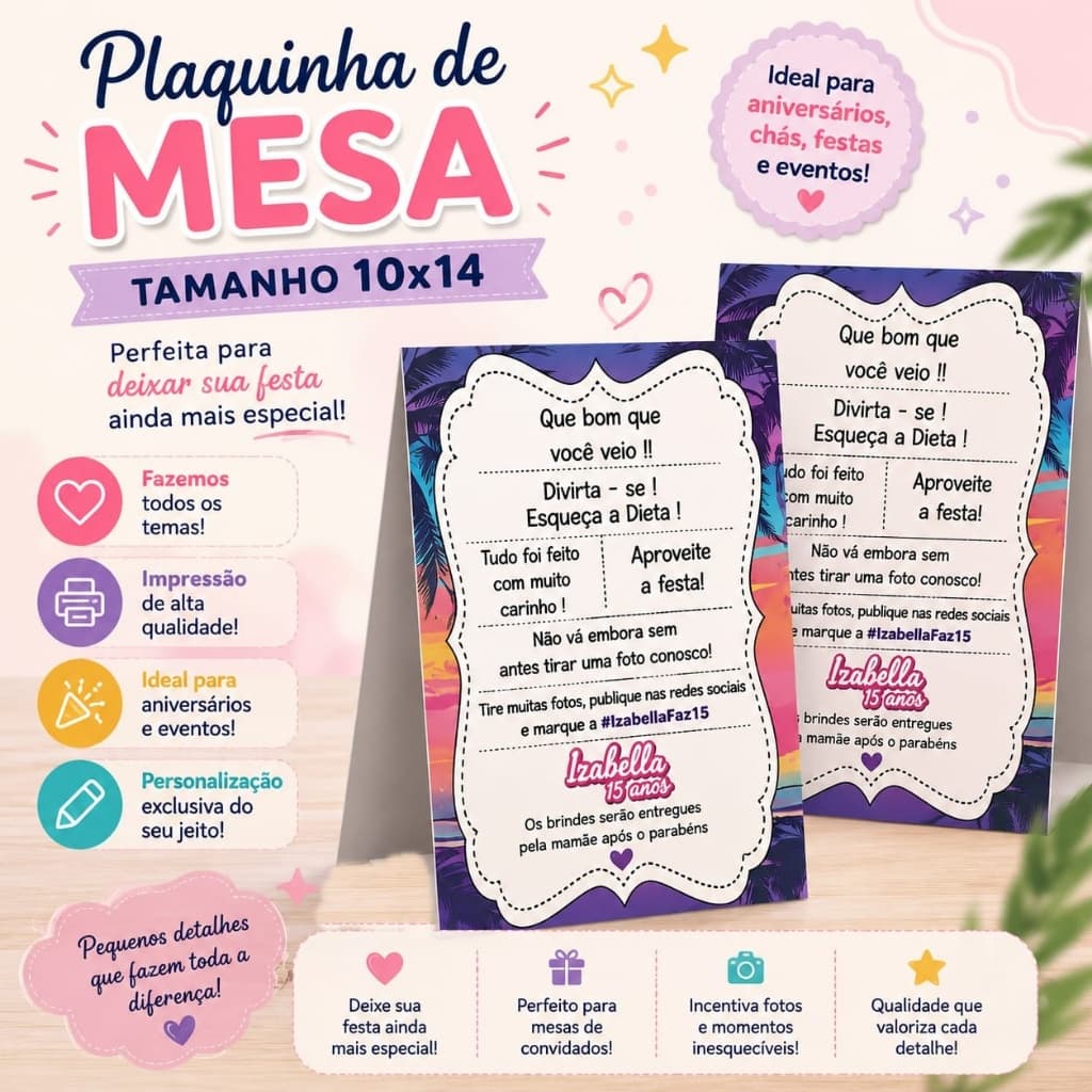 Plaquinhas pra mesa de convidados