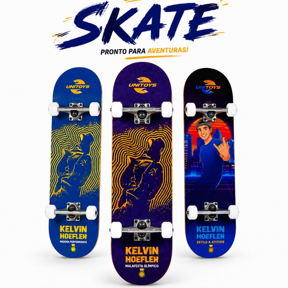 Skate Infantil Radical com Acessorios De Segurança Resistente Estampado - Envio Imediato