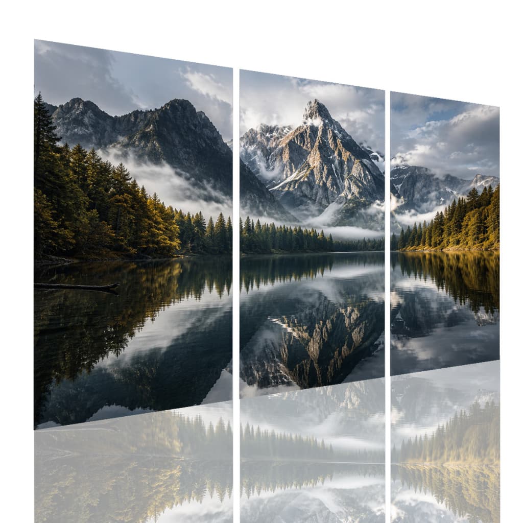 Quadros Decorativos Sala Quarto Montanhas Lago Paisagem Natureza Kit 3 Peças Moderno